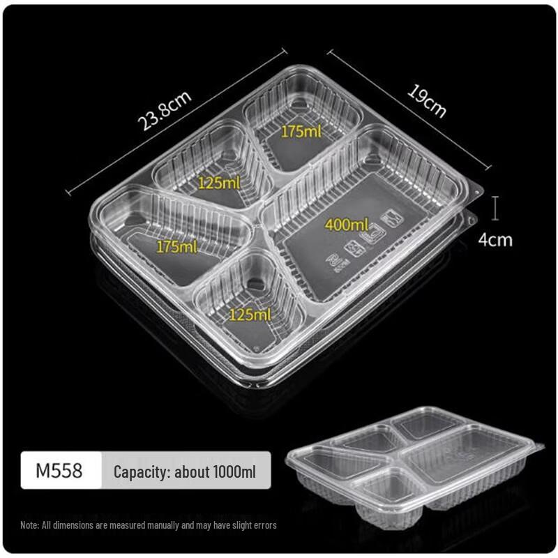 Disposable Five-Compartment Bento Lunch Boxes