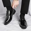 Leather Shoes Men's Four Seasons Low Top Black British Casual Groom Wedding Shoes 2025