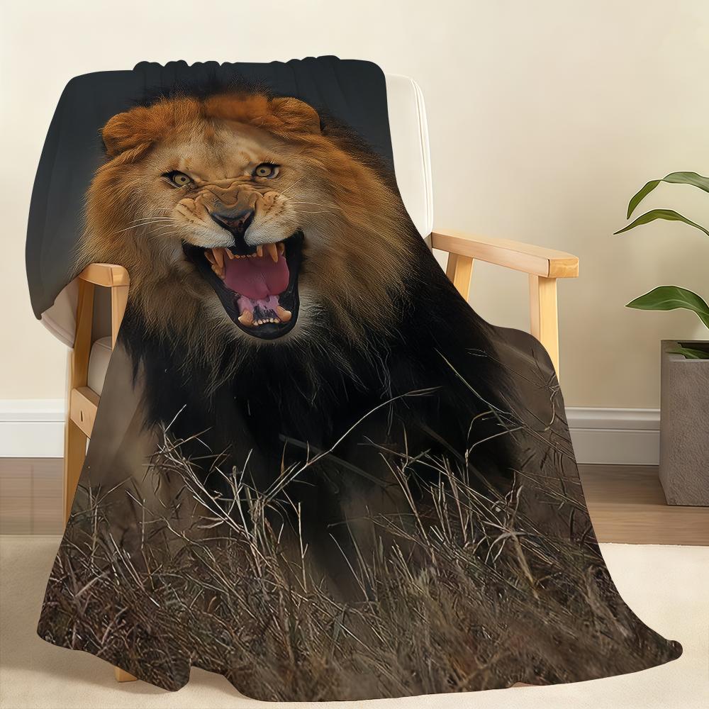 Lion Pattern Blanket Soft Throw Blanket for Home Bedroom Bed Sofa Picnic Travel Office Rest Cover Blanket Gift