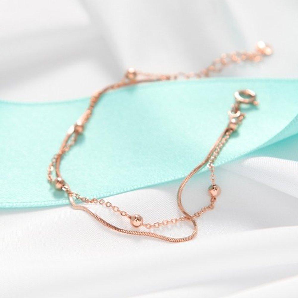 Lanț Bilă Argint 92.5 Aur Roz Zilnic Stratificat Lanț Dublu Brățară Argint