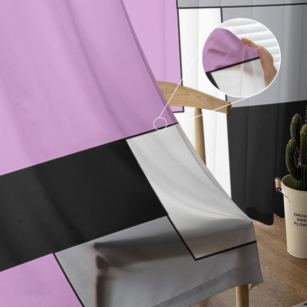 Pink Black Grey Patchwork Abstract Art Medieval Style Sheer Curtains Living Room Window Curtains Kitchen Tulle Voile Curtains