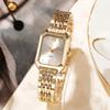 Fashion Stainless Steel Wristwatch Bracelet Set Rhinestone Quartz Quartz Watches Folding buckle Square Strap Watch Student