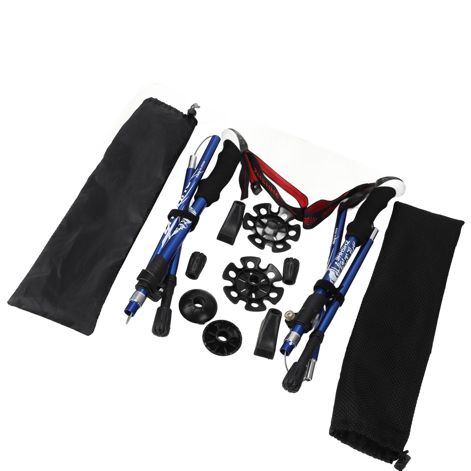 

2 шт. Складные треккинговые палки Алюминиевые 5 секций Легкие палки для ходьбы с системой быстрой фиксации для C Blue