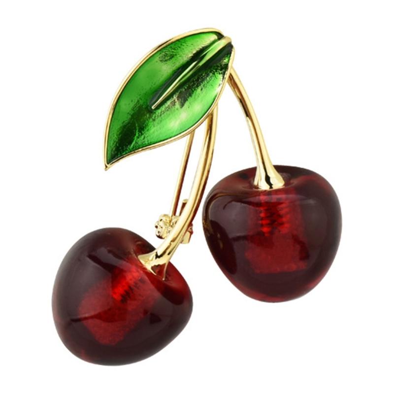 Pastoral Cherry Brooch Pin Metal Fashion Accessory Delicate Brooch Suitable for Women Upgrading Elegances and Delicate 1