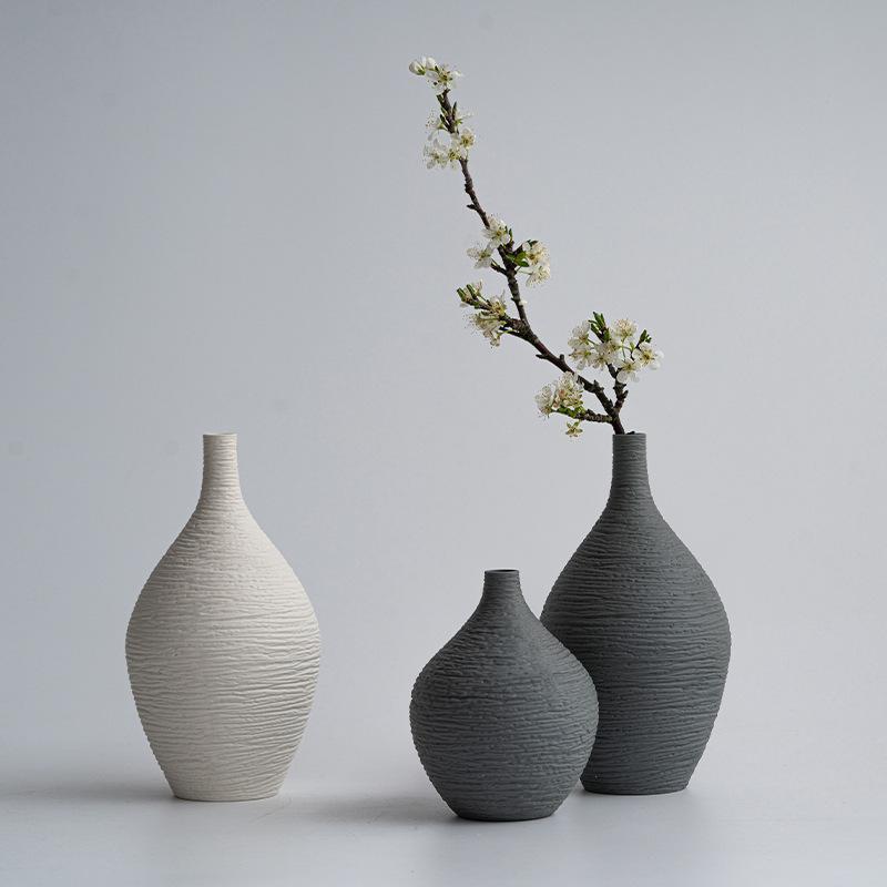 Simple Ceramic Vase Decoration Narrow Mouth Flower Pot Living Room Interior Office Desktop Gift