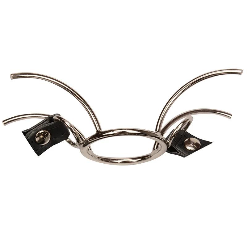 Faux Leather Steel O-Ring Spider Open Mouth Ring Gag Head Harness Restraint with Nose Hook SM Bondage Restraints Gag Sex Games