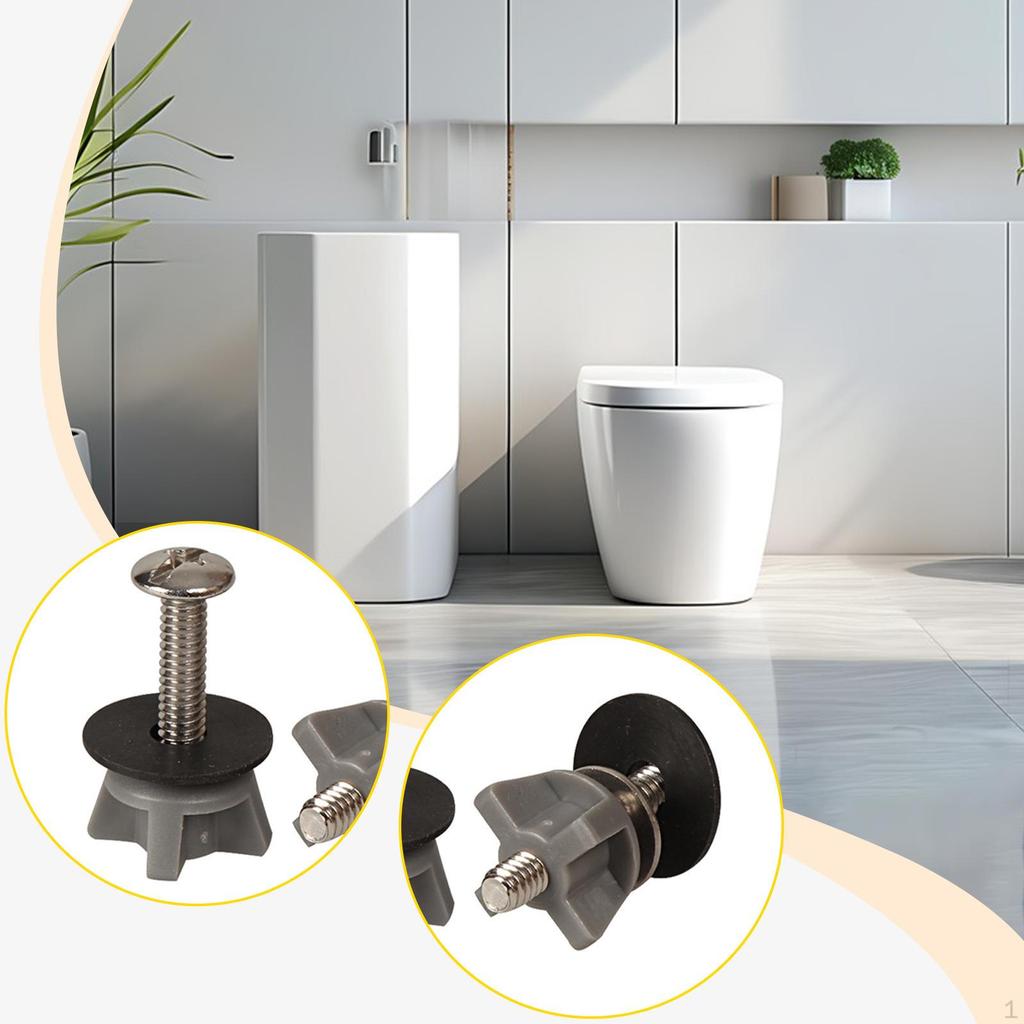2Pcs Toilet Seat Bolts Repair Parts Accessory Stable Mounting Fits 1-1.5cm Holes Anti Slip Rubber