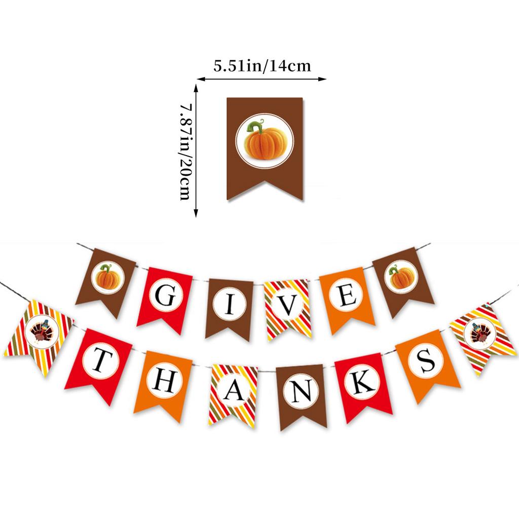 Thanksgiving Party Decoration Banner Harvest Festival Arrangement Turkey Pumpkin Maple Leaf La Flower