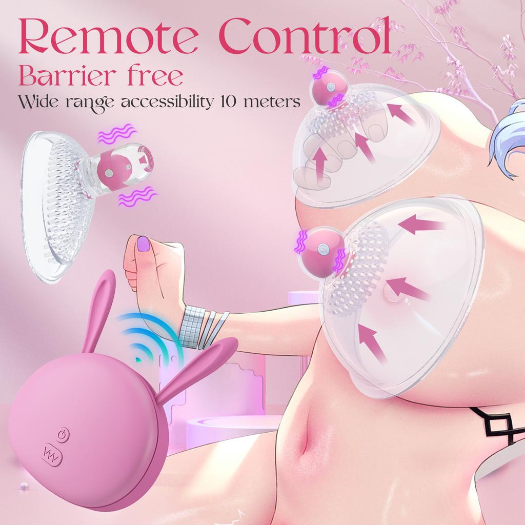 Nipple Massage Vibrator Clitoris Stimulator Remote Control Adult Sex Toy Nipple Vaginal Suction Cups Breast Pump Enlargement Licking Vibrator