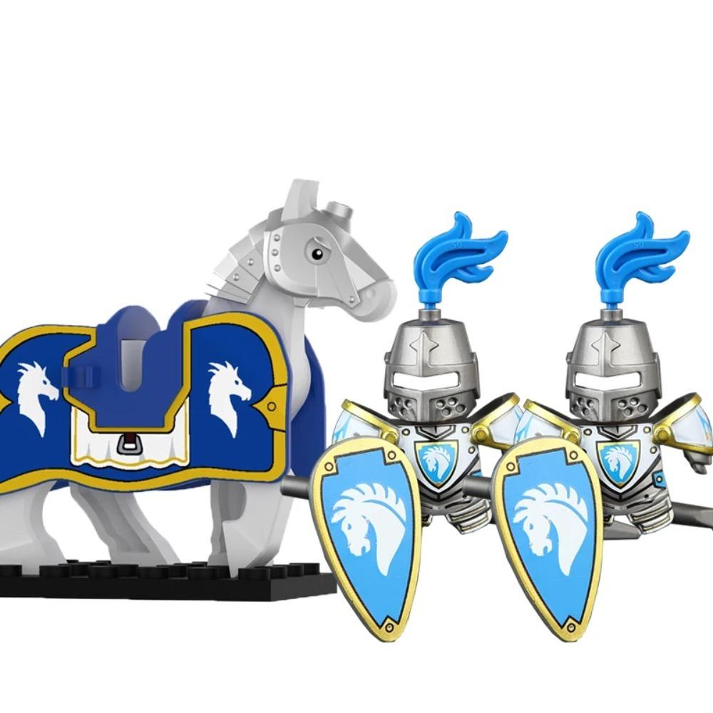 Mittelalterliche Burgsoldaten Actionfiguren Baustein Drache Anime Ritter Zubehör Kriegspferd Miliz Helm Schild Spielzeug Geschenk B15
