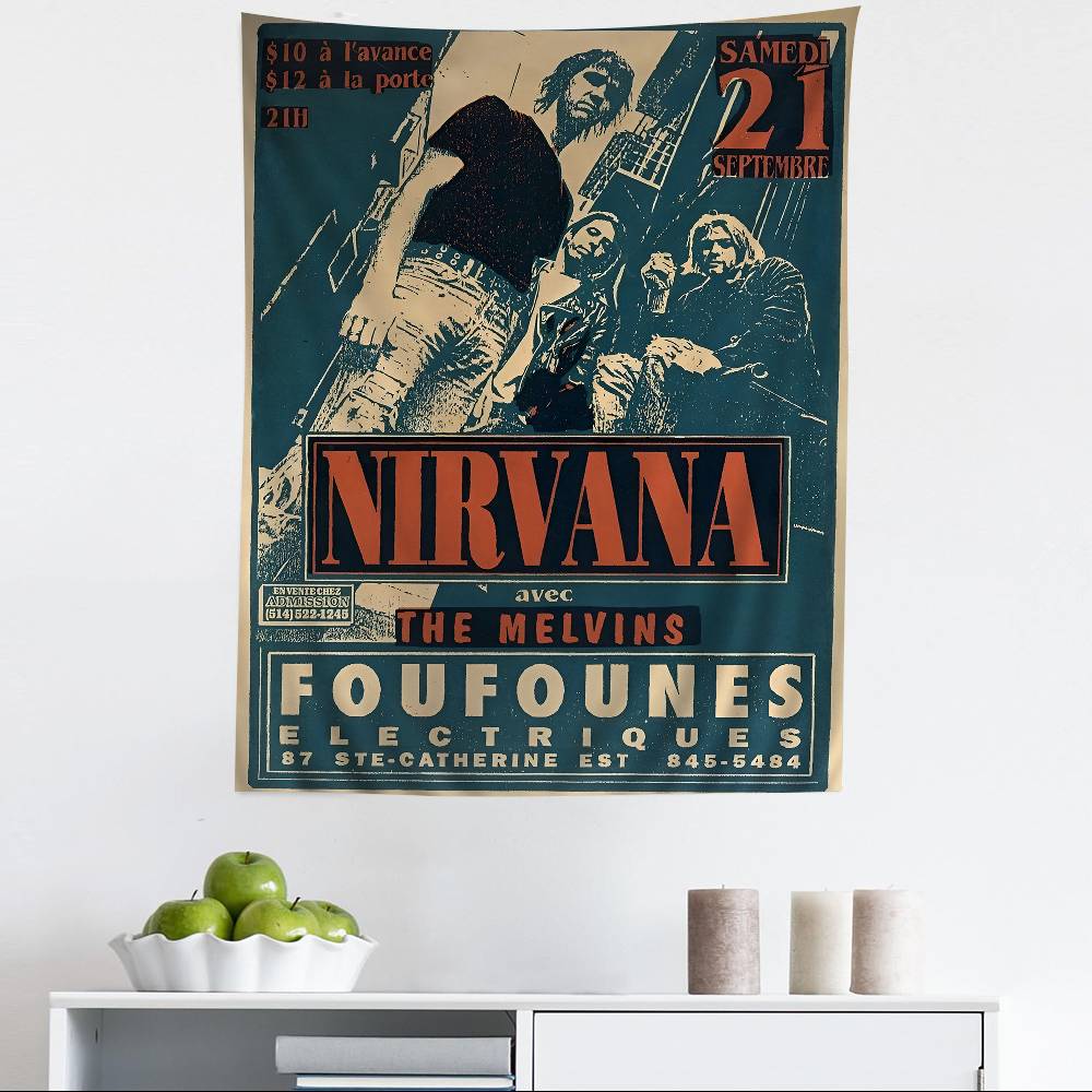 NNirvana Band Tapestry Sci Fi Print Wall Hanging Multi Size for Bedroom Dorm Living Room Home Decor Trendy Gift Idea