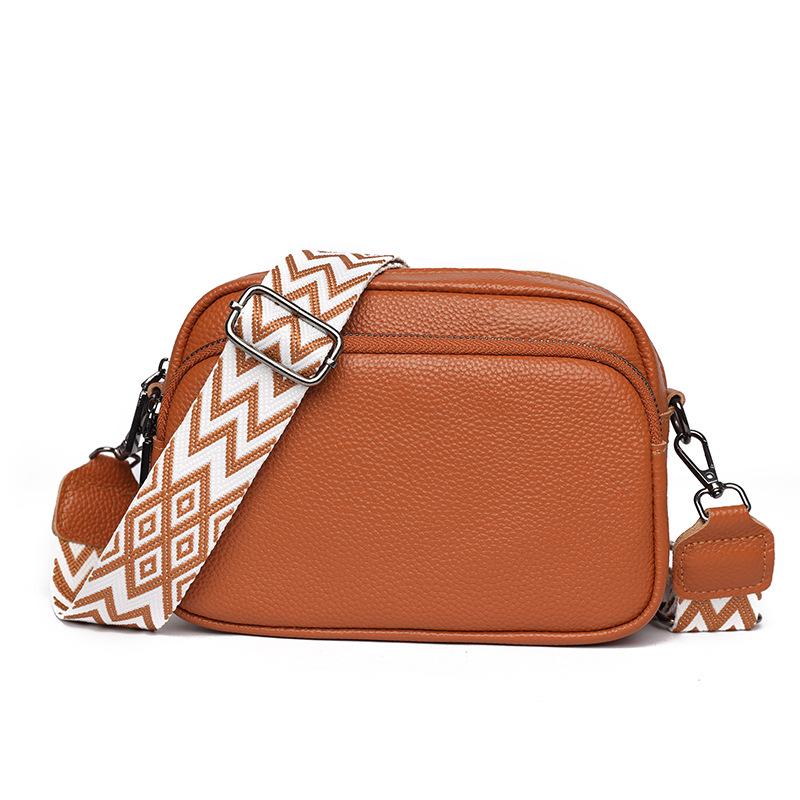 Women's Genuine Leather Lychee Pattern Shoulder Crossbody Bag - Versatile Small Square Design