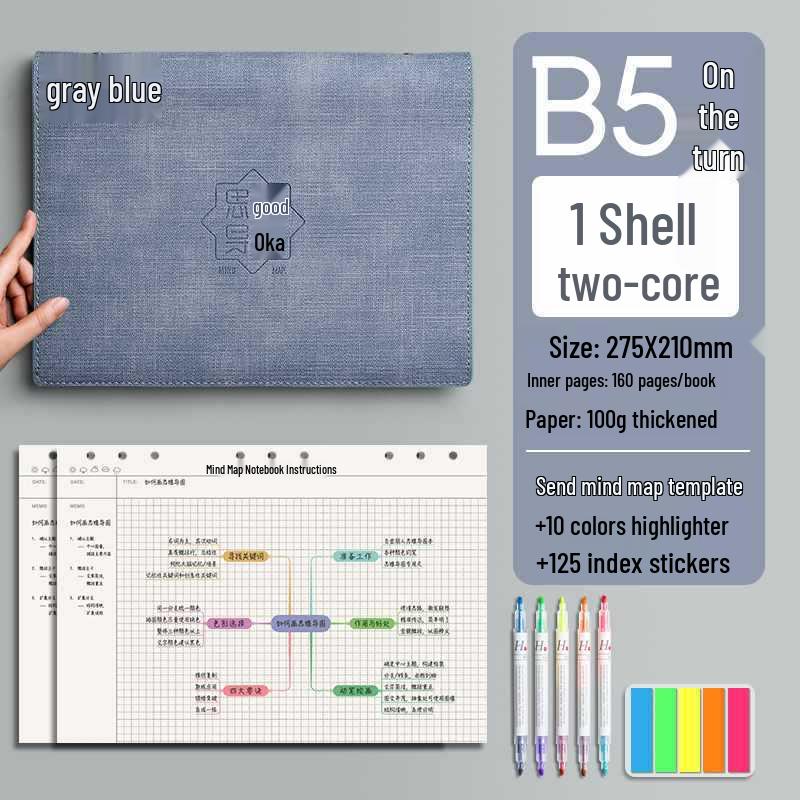 Large A4 Grid Softcover Mind Map Notebook for Exams