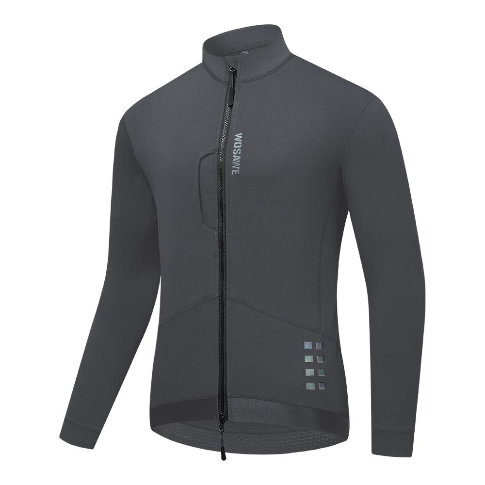 WOSAWE Podzim Zima Pánská Cyklistická Bunda Větruodolná Termální Fleecová Reflexní Dlouhý Rukáv Teplé Topy Silniční Cyklistické Oblečení