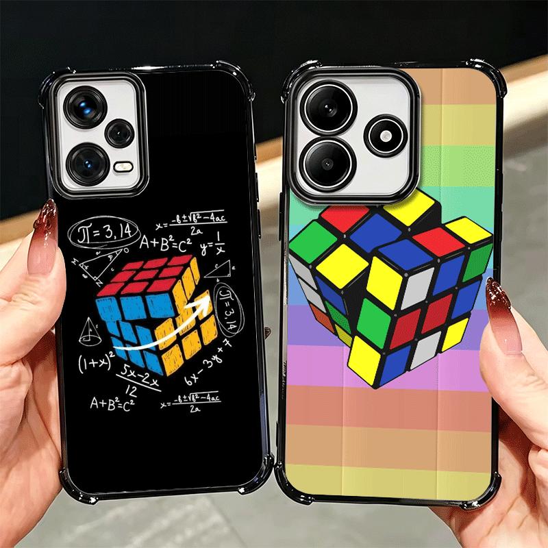 Rubik Cube Formula Spoofs Math Soft Phone Case For Xiaomi Redmi Note 14 15 Pro Plus 13 12 11S 11T 5G 10 9S 9 Plating Anti-Fall F