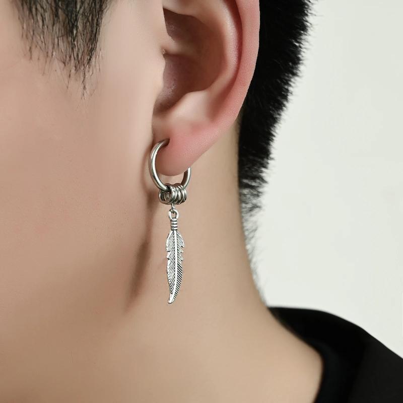 Simple Alloy Long Wing Stud Temperament Feather Earrings Silver Wings Shape Elf Ear Cuff Earrings Jewelry Accessories Gifts