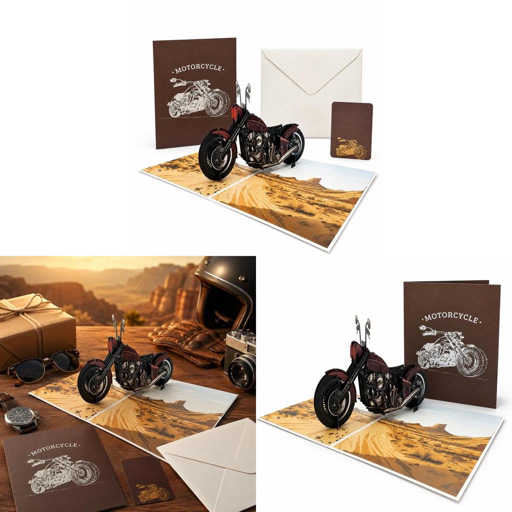 Modern Motorcycle 3d Pop Up Card For Birthday Gift For Dad