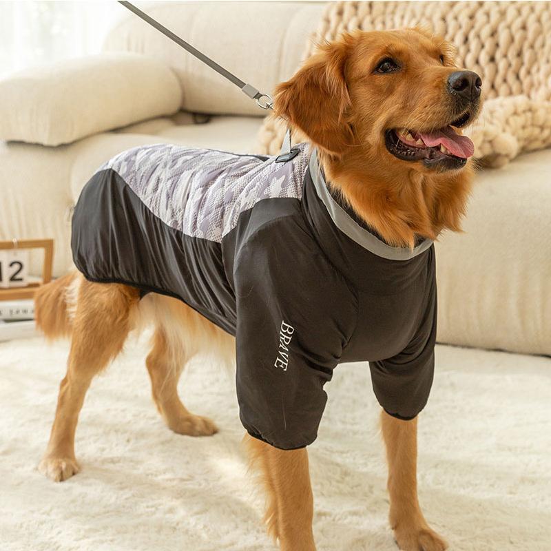 Simple big dog jacket autumn and winter warm four-legged large dog cotton coat golden retriever samoyed winter pet clothes