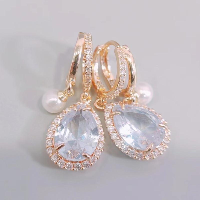 Luxuriöse weiße Tropfen Zirkon Ohrringe für Frauen 2023 neue Mode Hochzeit Verlobungsfeier Schmuck Zubehör