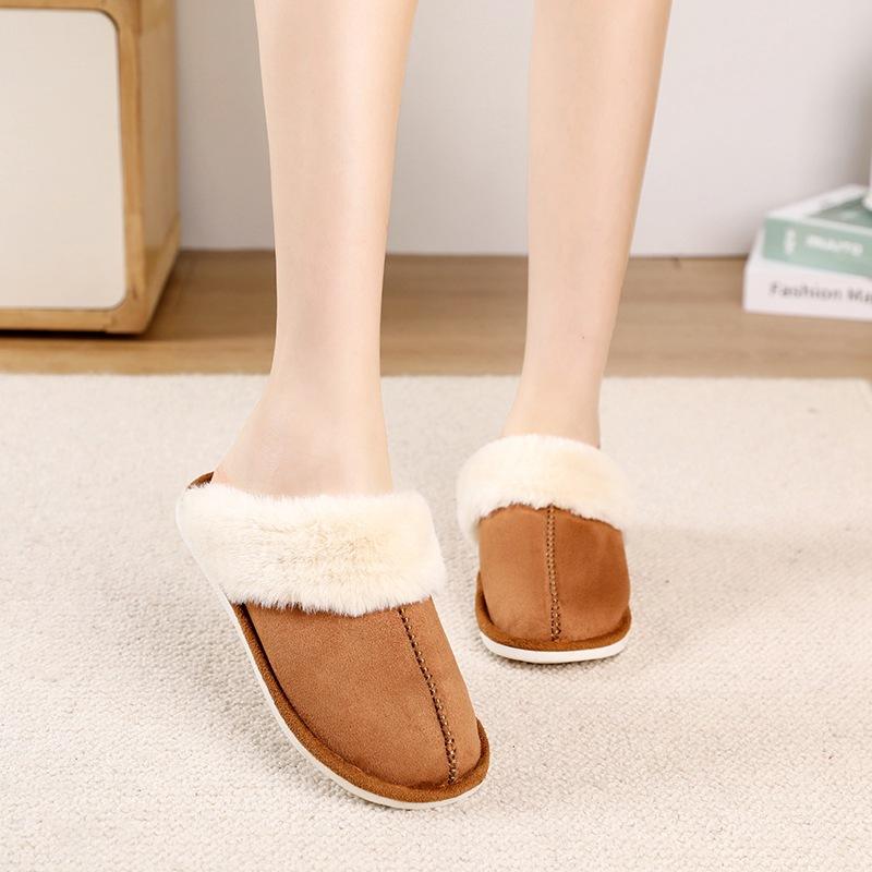 Cotton slippers women's men's thick bottom non-slip autumn and winter velvet outer wear home warmth student dormitory couple slippers men