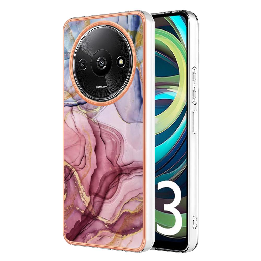 YB IMD Series-16 Style-E For Xiaomi Redmi A3/Poco C61 4G Electroplating Case Marble Pattern 2.0mm TPU Phone Cover