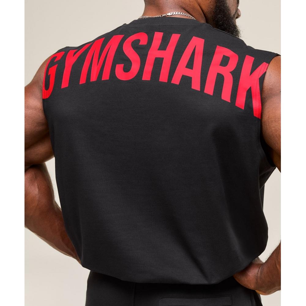 Gymshark Power Cut Off Tank Black Conditioning Red A2c9m Bc1d