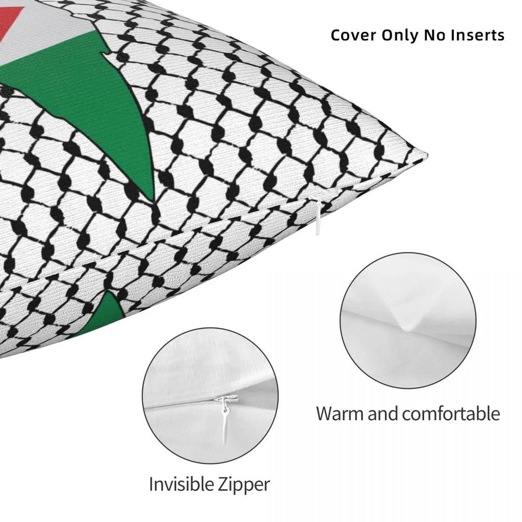 Palestine Flag Map Palestinian Kufiya Hatta Pillow Cases Keffiyeh Pattern Cushion Covers Zippered Decor Pillowcover for Car