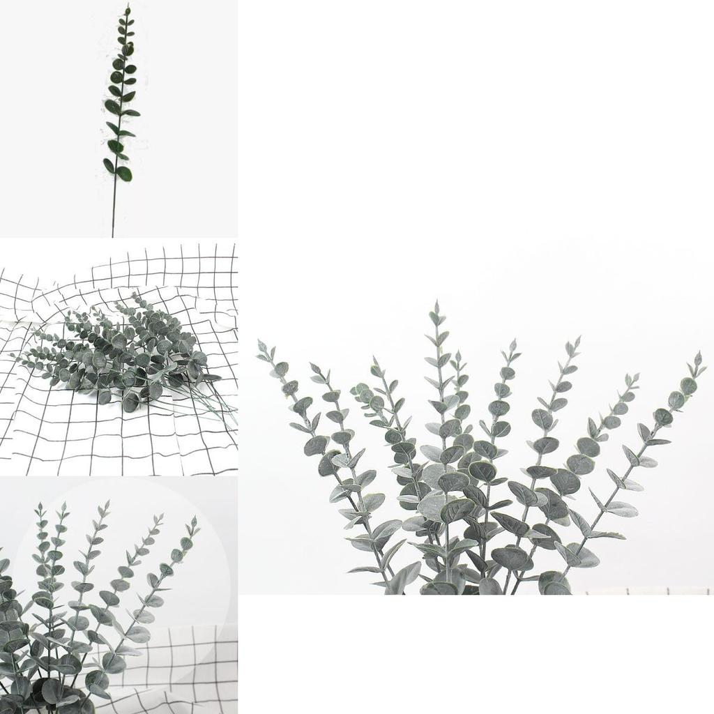 Faux Eucalyptus Citriodora Green Leaf Plant Flower Arrangement For Living Room Decor