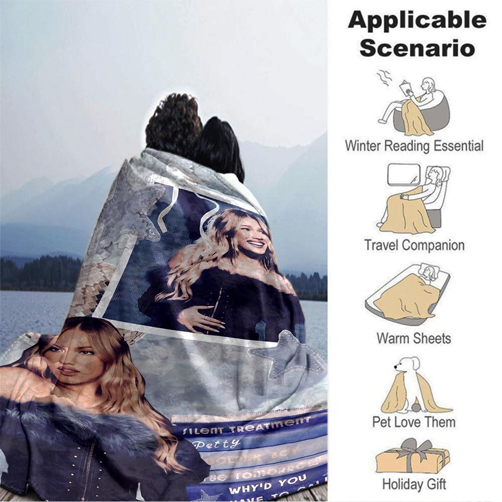 1Pc Starlit Glamour Portrait Blanket Soft Throw Blanket For Home Bedroom Bed Sofa Travel Office Solid Christmas Blanket