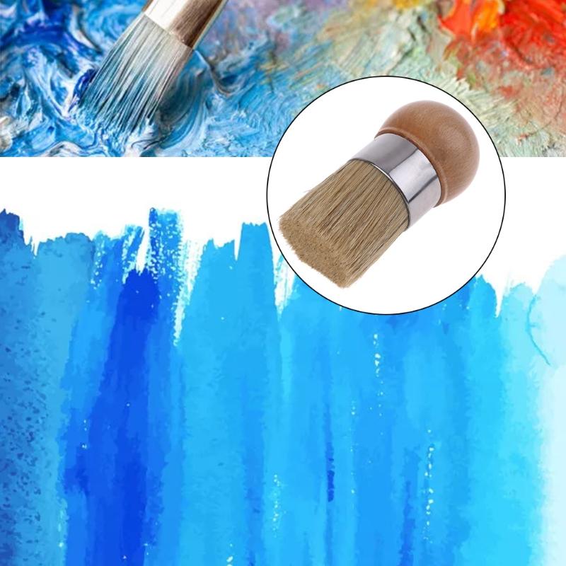 Round Chalk Paint Wax Brushes Wood Handle Natural Bristle Furniture DIY Tool for Painting, Waxing, DIY, Home Decor