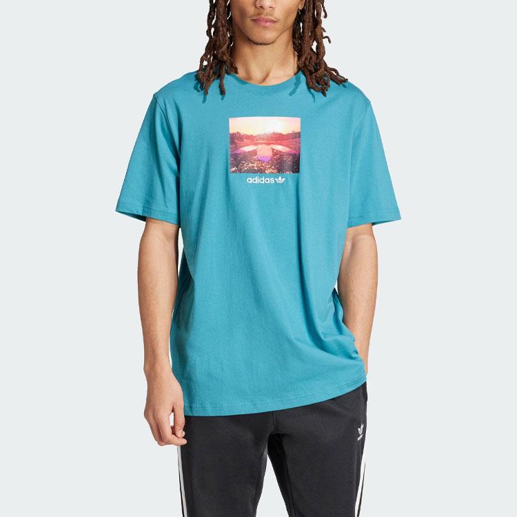 Adidas Originals Sunset Graphic Tee With Scenic Print Men Tops Arctic-Blue JF2856