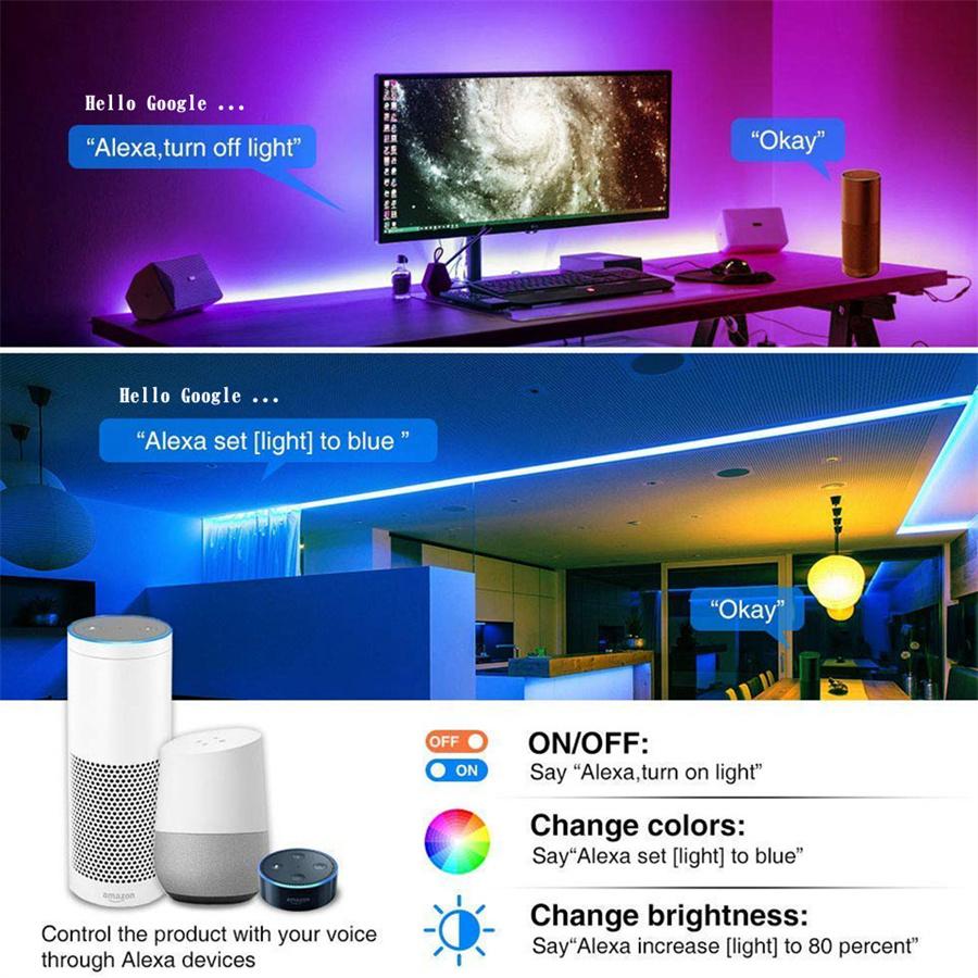 RGB Controller for LED Strip Lights DC5-24V WiFi / Remote Control for SMD5050 2835, Works with Alexa and Google Home