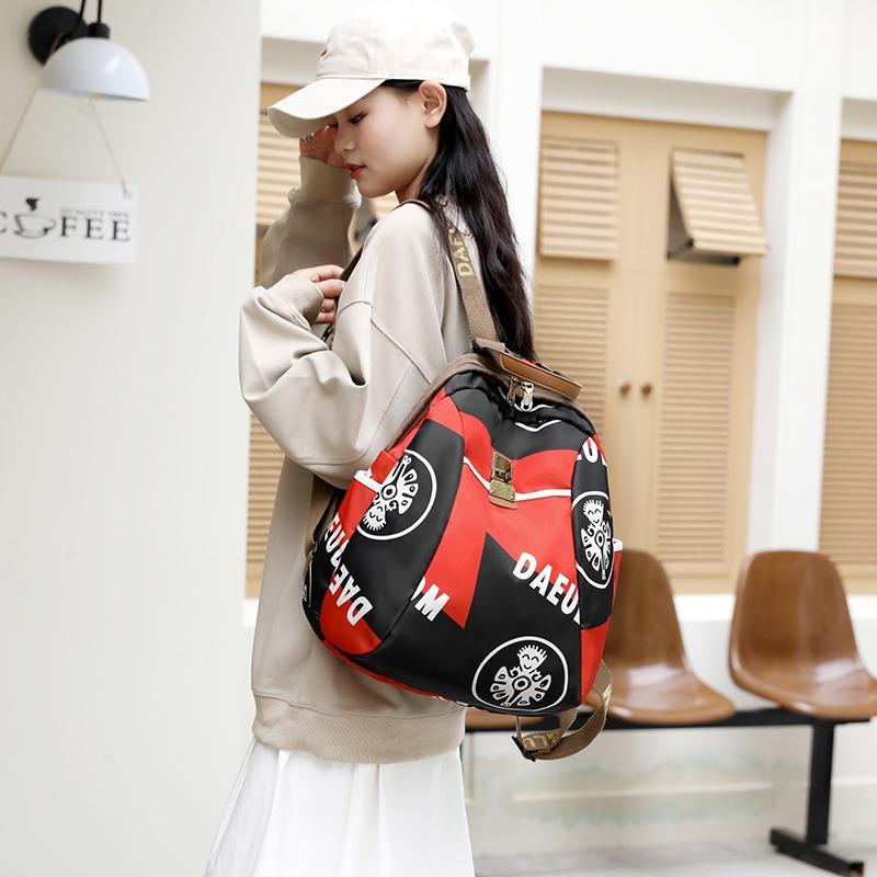 Backpack women's new high-end women's backpack fashion leisure travel Oxford cloth canvas waterproof schoolbag