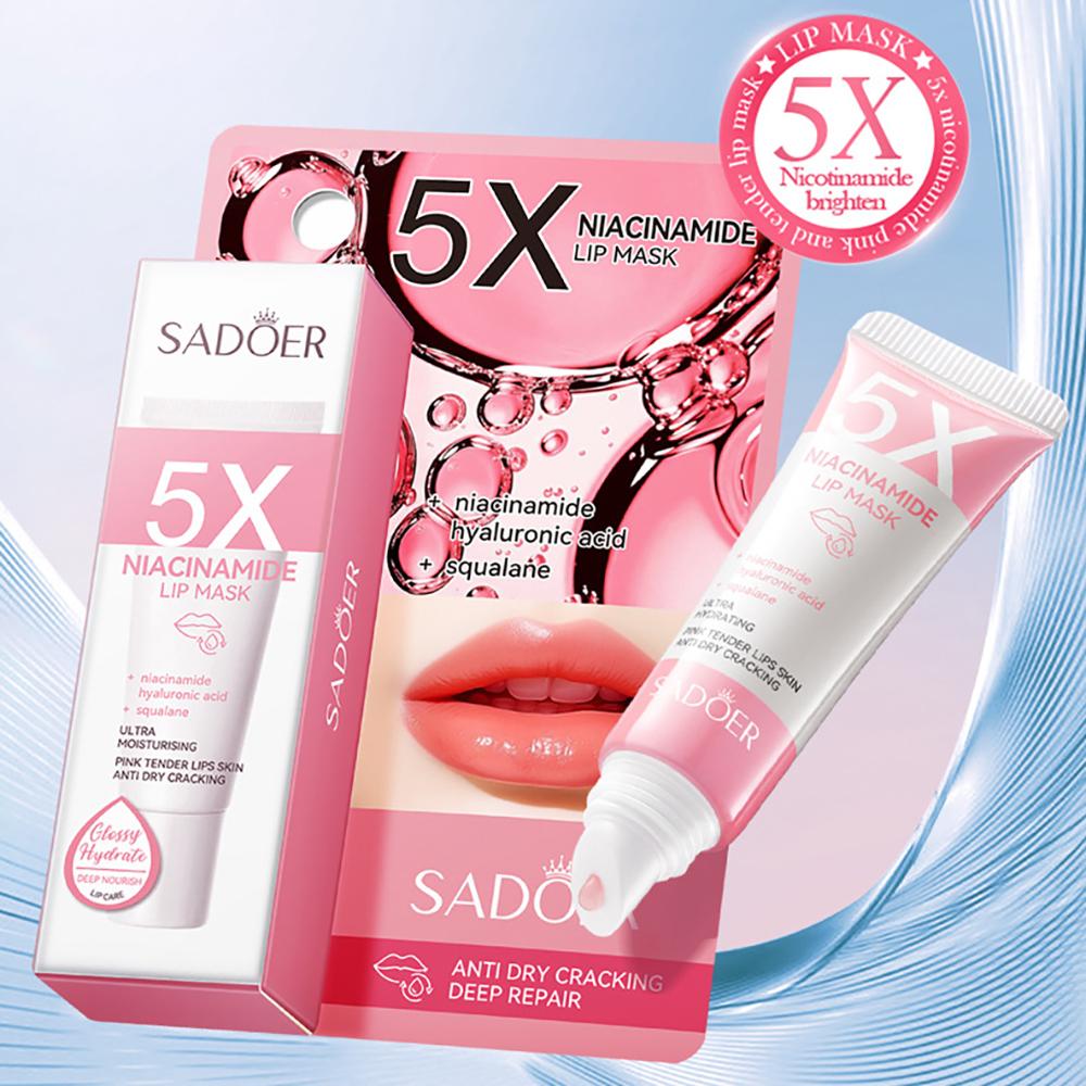 1pc SADOER Nicotinamide Lip Mask Lip Balm for Women Moisturizing & Hydrating Lip Balm, Nourishing Pink Tender Lips Care 10g