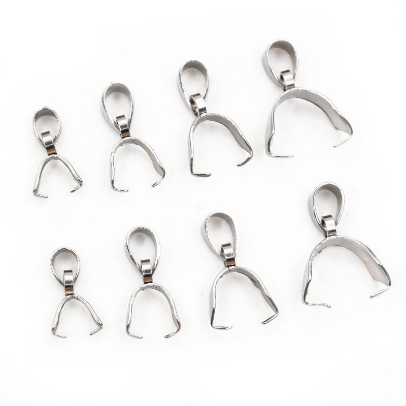 

50pcs/lot Stainless Steel Pendant Pinch Bail Clasps Necklace Hooks Clips Connector DIY Jewelry Making Findings Accessories 2.5x14mm