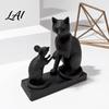 Cat Mouse Design 3D Printed Modern & Sculpture Minimalist Animal Interaction Desk Decor Matte Art Table Decor Collectible Figurine Stable