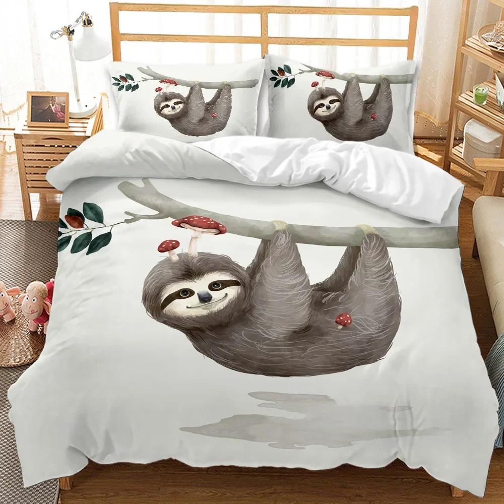 Sloth Duvet Cover Set Cartoon Space Sloth Bedding Set Sloth Animal Comforter Cover Double Queen King Size Polyester Quilt Cover