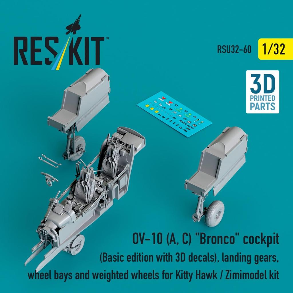 Reskit Cockpit Interior Decals Landing Gear Set Kitty Plastic Model Parts 1/32 OV-10A/C w/3D & (for Hawk) RSKU32-0060 (Airplane)