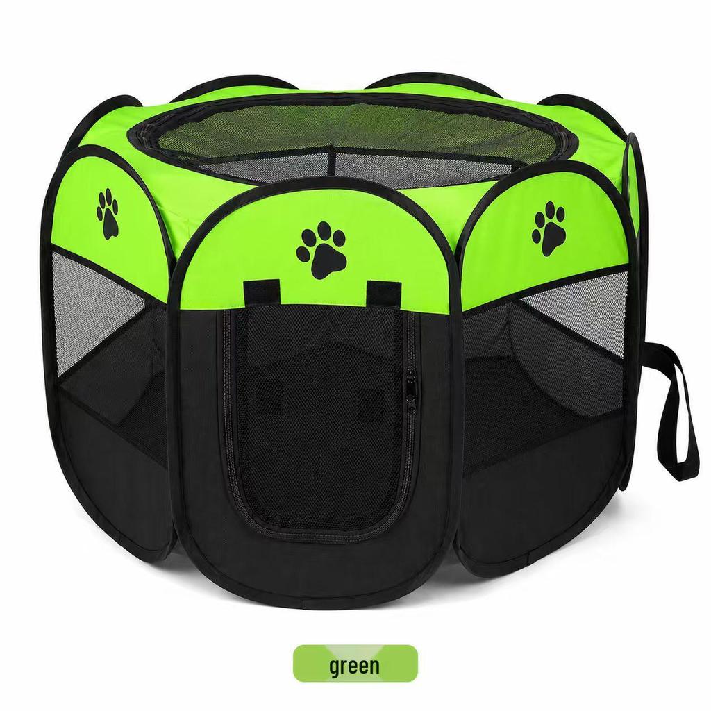 Octagonal Cat Playpen: Foldable Breeding Cage & Breathable Mesh Tent.