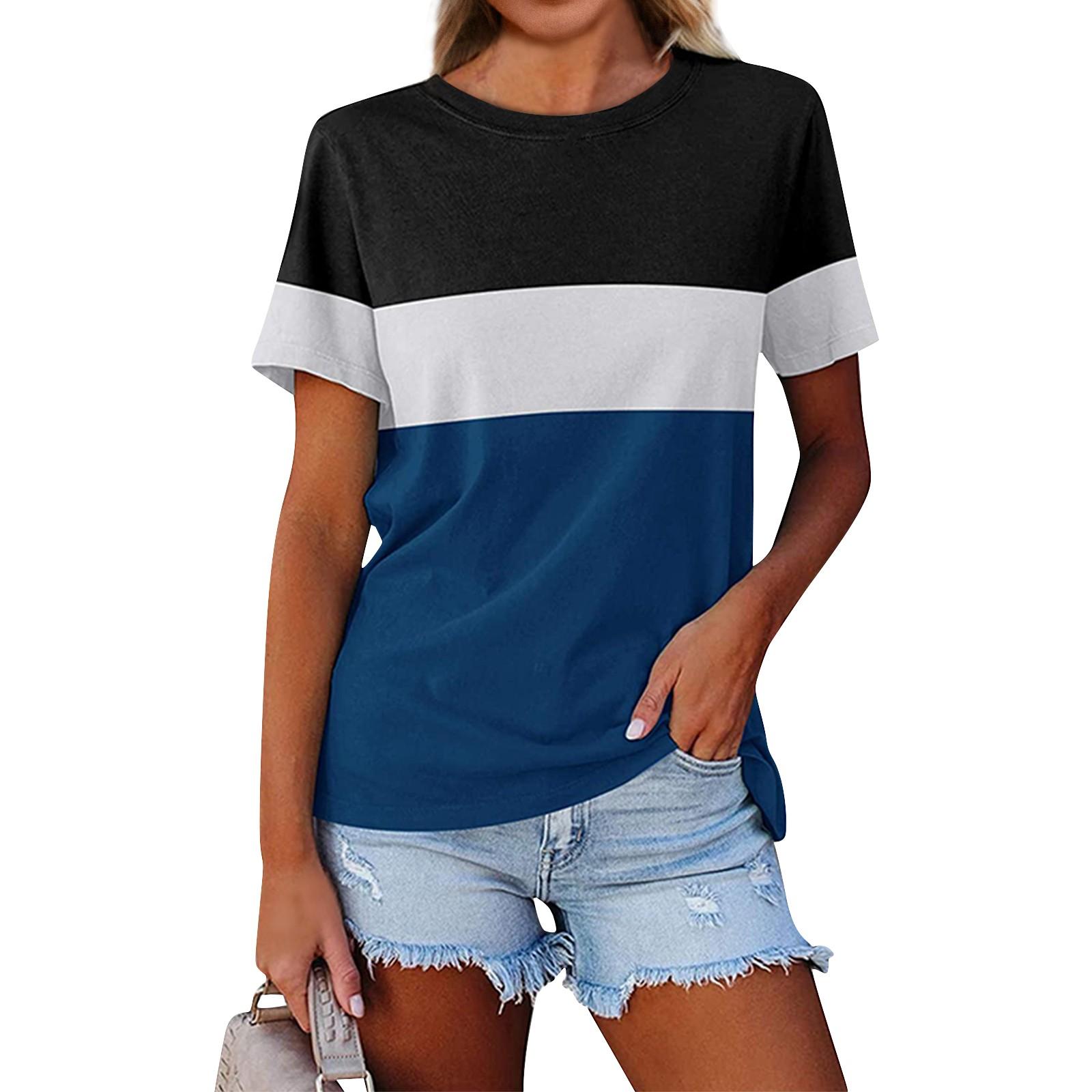 

Модный и сексуальный женский пуловер с цветными блоками, топ, повседневная свободная футболка с круглым вырезом XL