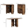 Folding Dining Table on Wheels, 2 Drop Leaves, 2 Shelves, 140 x 80 x 74 cm, Rustic Brown