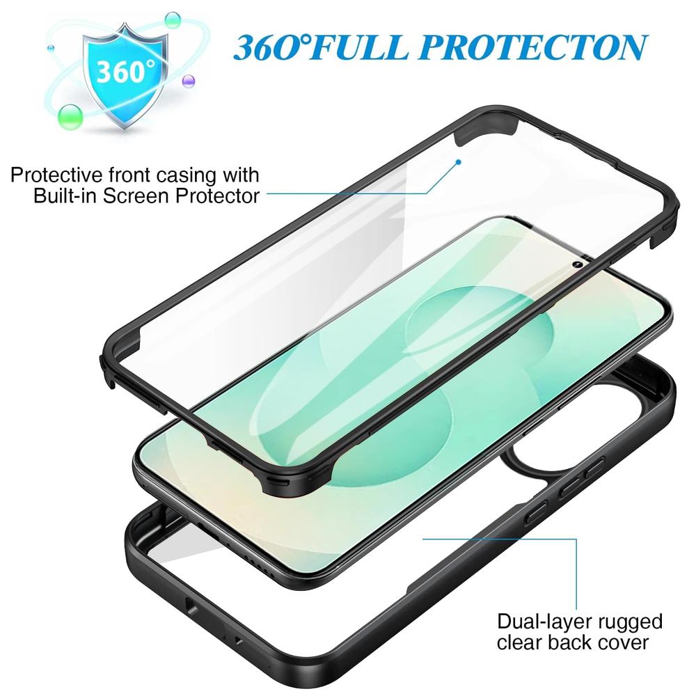 

For Samsung Galaxy S25 Edge Case Acrylic+TPU Clear Phone Cover with PET Screen Film Black