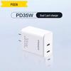 PISEN 35W Dual-Port Type-C Charger for iPhone 16 Pro Max Fast Charging with 15 Multi-Port and 20 Charging Set.