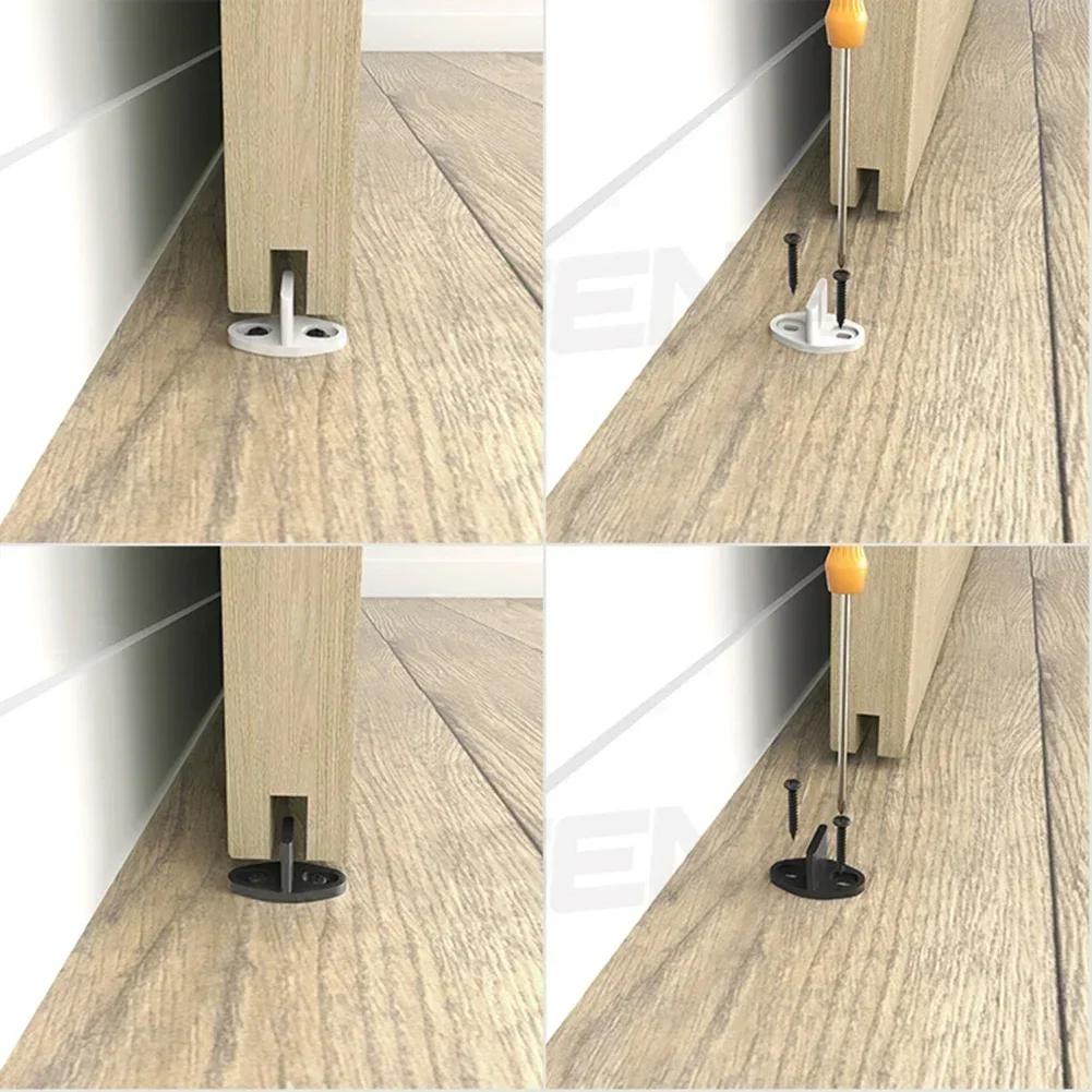 Sliding Barn Door Floor Guide With 2 Mounting Screws Wall Anchors Metal Ajustable Clip Bottom Track Guide Hardware Tool Parts