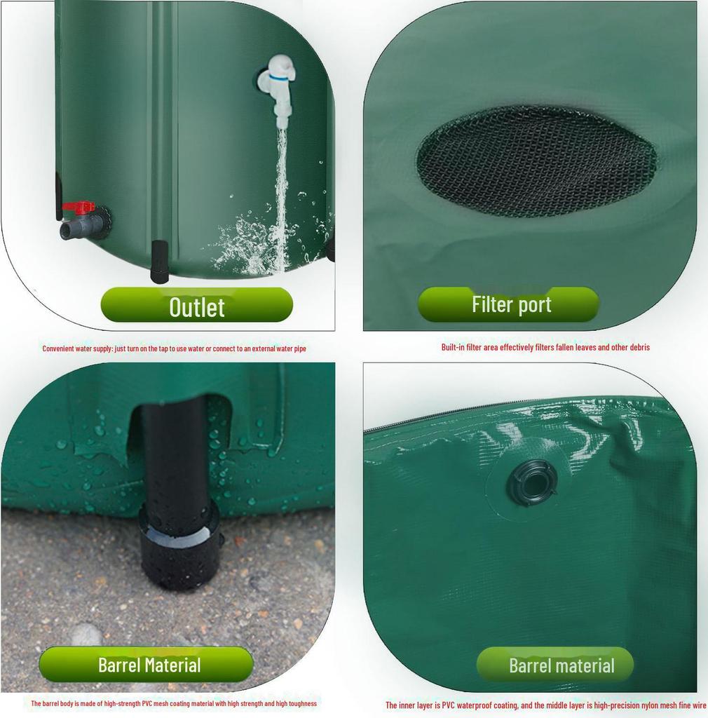 Cross-Border Foldable Rainwater Collector: Portable, Multi-Functional, Large Storage Barrel for Outdoor and Garden Use.