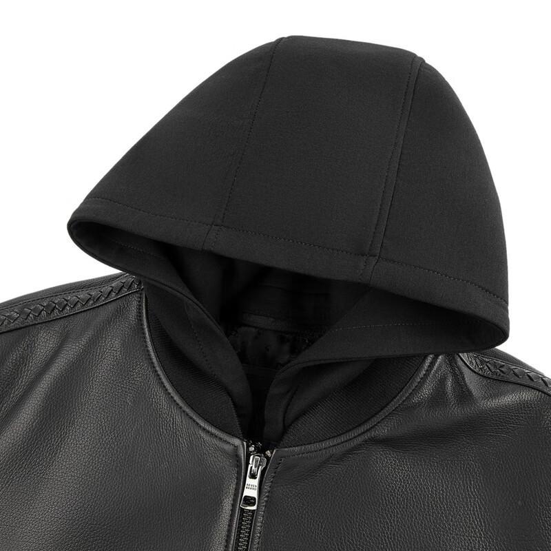 Septwolves Men's Detachable Hood Sheepskin Leather Jacket