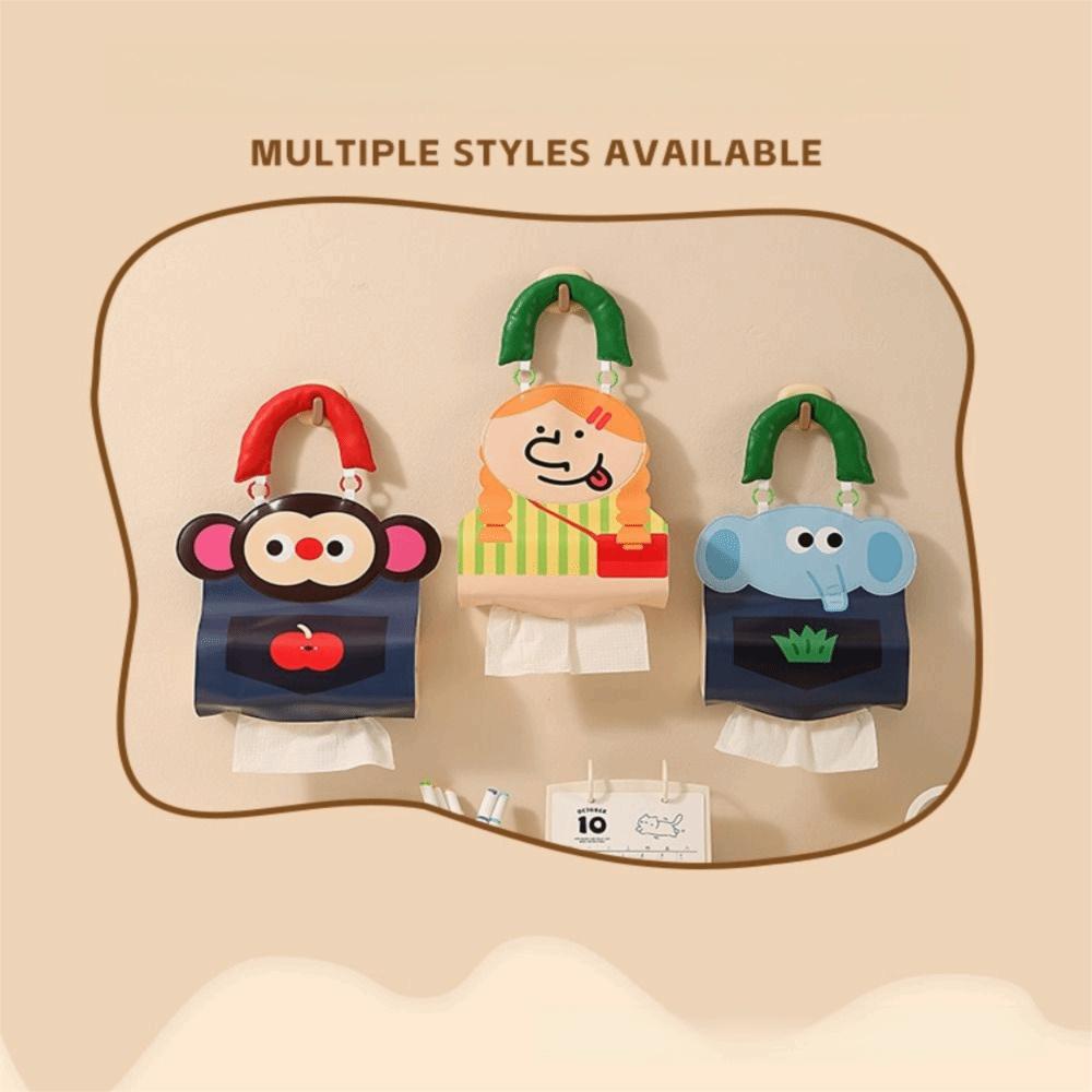 Top Handle Hanging Napkin Dispenser Cartoon Design Wall Hanging Tissue Holder  Space Saving