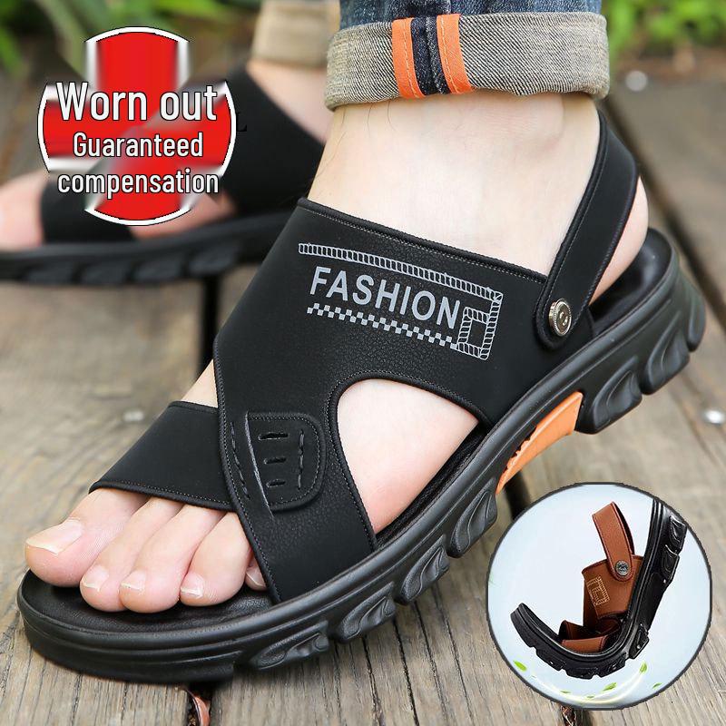 Herren Sommer Mode Rutschfeste Ledersandalen - Vielseitige Weiche Sohle Strand-Slipper