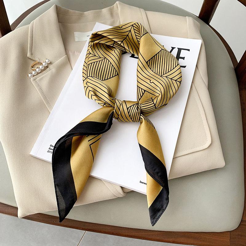 Korean Version of Spring and Summer New Imitation Silk Square Scarf Clavicle Decorative Scarf for Women Fashion Retro Small Silk Scarf Tying Bag