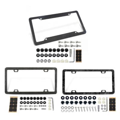 Car License Plate Frame Auto Carbon Fiber License Plate Frame 4 Hole Waterproof License Plate Cover with Screws